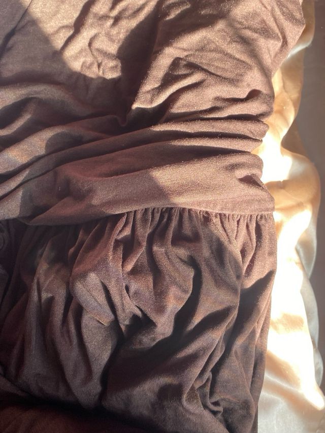 Vestido largo marrón sin tirantes