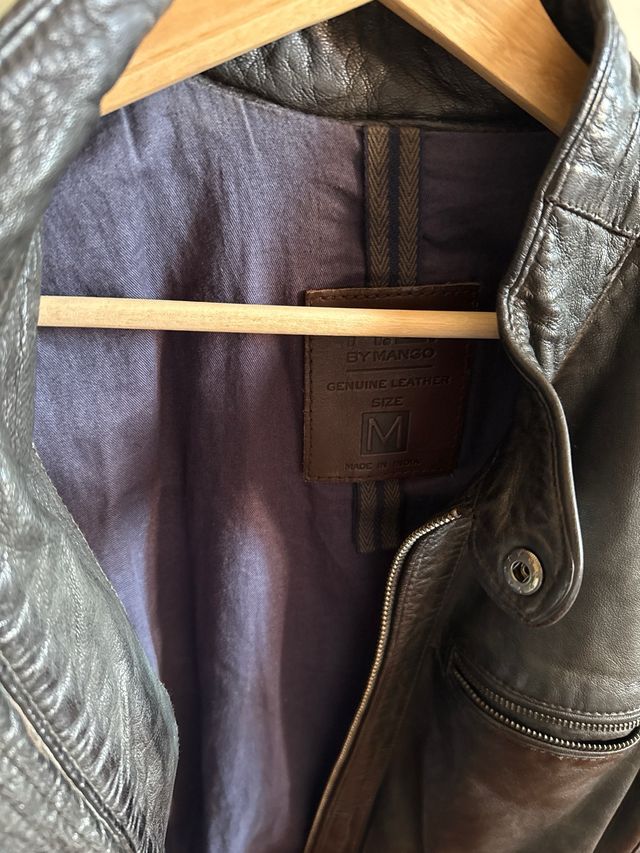 Chaqueta de Piel Mango Negra