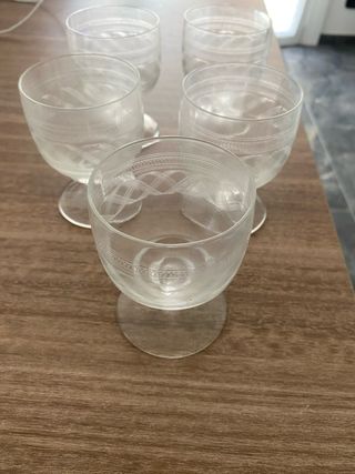 Set 5 Bicchieri Cristallo Incisi