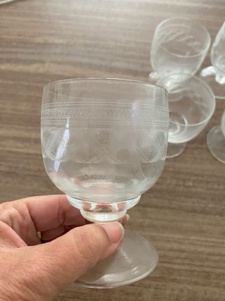 Set 5 Bicchieri Cristallo Incisi