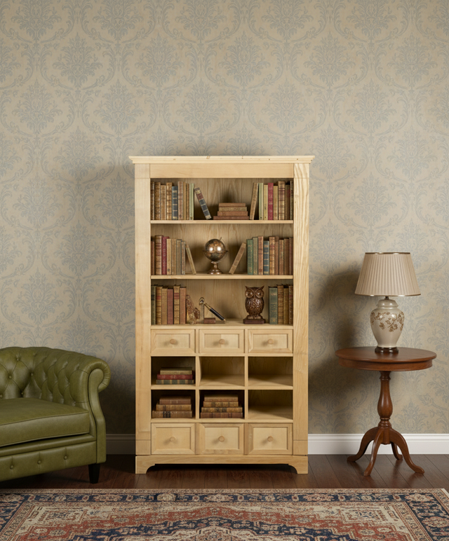 Librería biblioteca con cajones