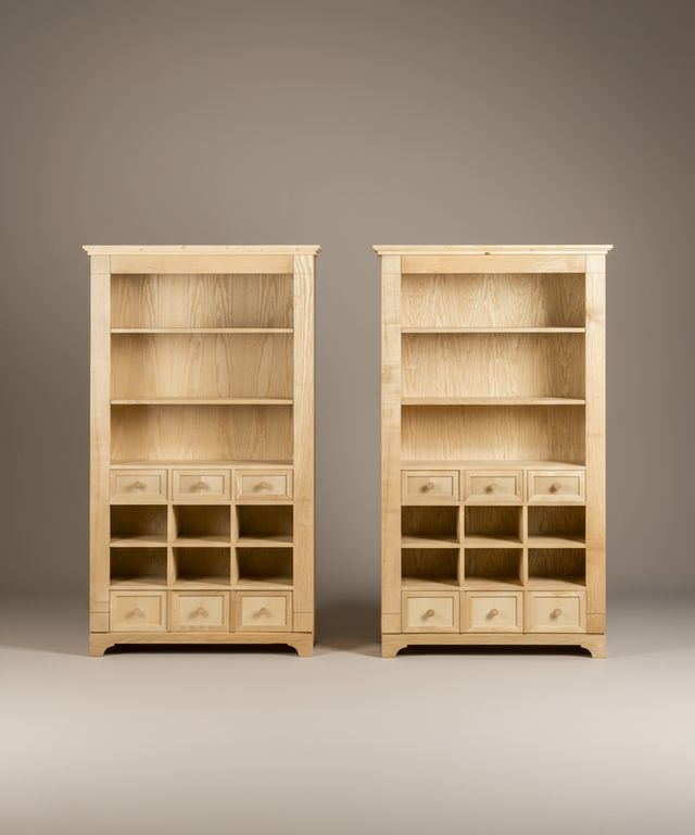 Librería biblioteca con cajones