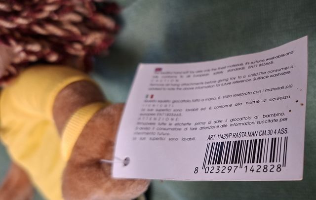 Peluche Rasta Man Tobia's Giochi 30 cm