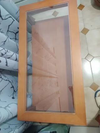 Mesa centro madera y cristal