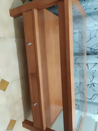 Mesa centro madera y cristal