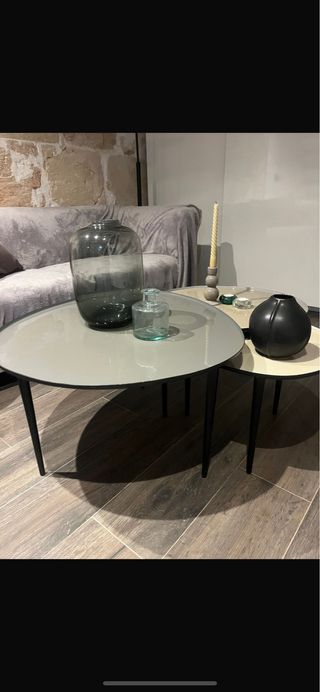 Set di 3 tavoli Maison du Monde in vetro e metallo