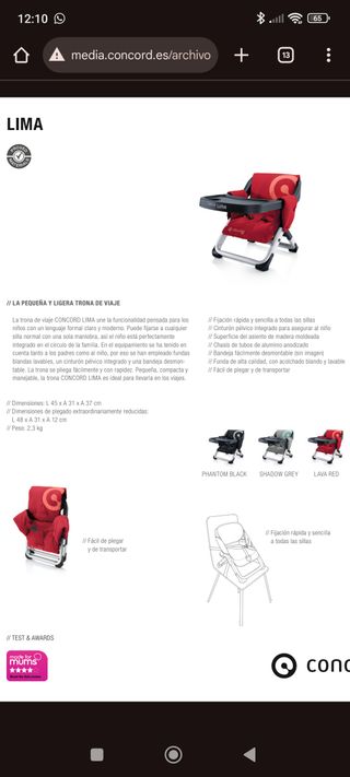 Trona Concord Lima plegable