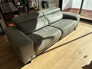 Sofá 2 plazas motorizado gris impermeable