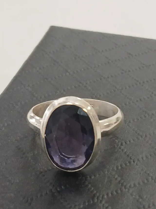 Anel Prata 925 Pedra Ametista