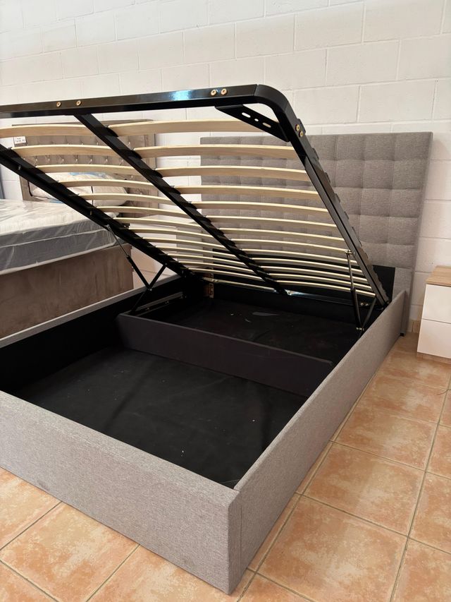 Cama Matrimonial 150cm Gris en Oferta!!