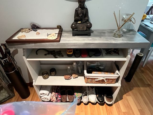 Estantería 3 baldas madera gris y blanco