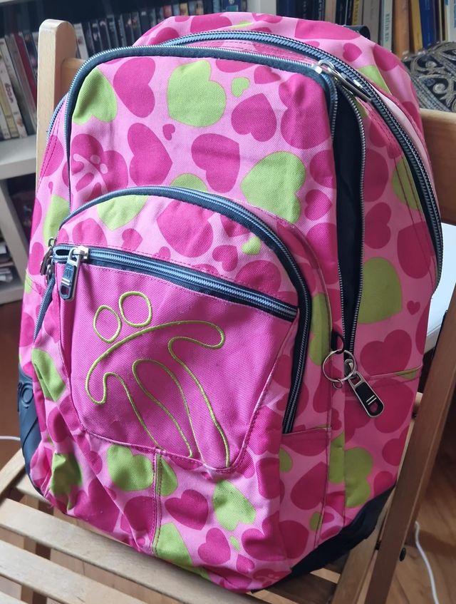 Mochila Totto Corazones Rosa y Verde