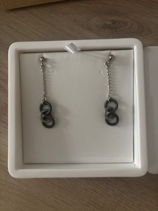 Pendientes Lotus Aro Negro y Plata