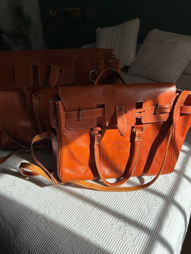 Maletas Vintage de mano en cuero marrón