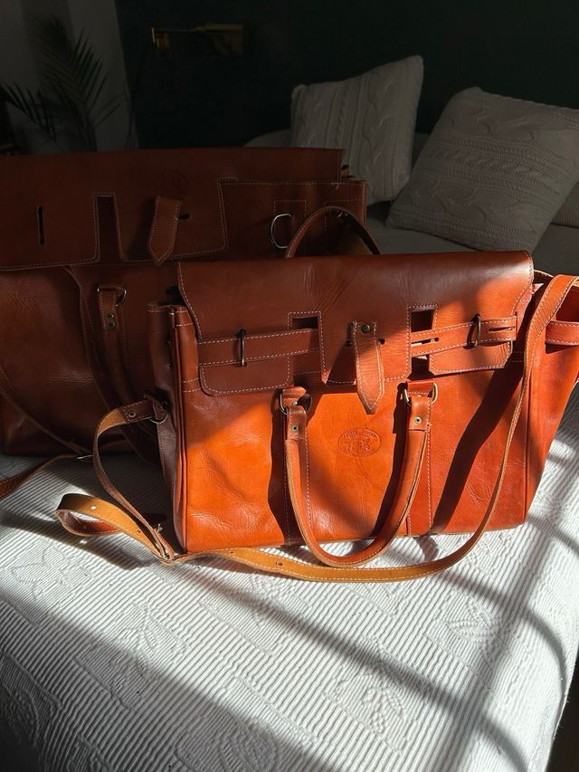 Maletas Vintage de mano en cuero marrón