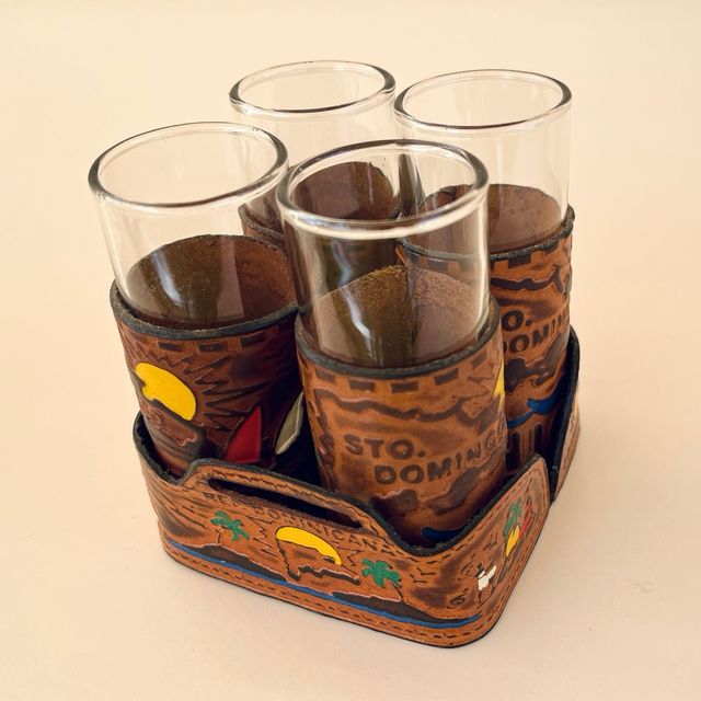 Juego 4 vasos de chupito con bandeja