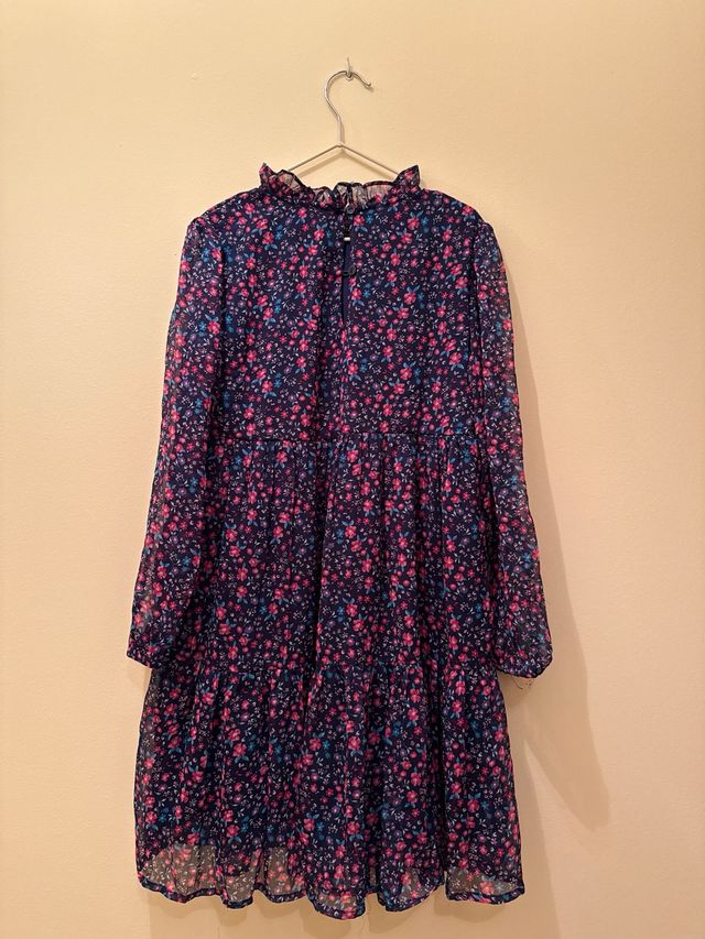 Vestido niña flores azul marino talla 8-9