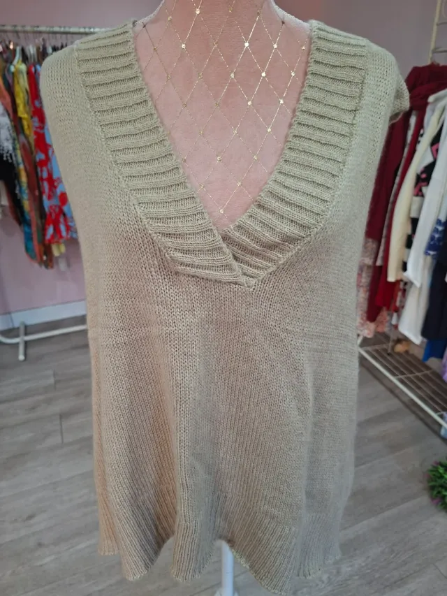 Chaleco Beige Talla Única Mujer