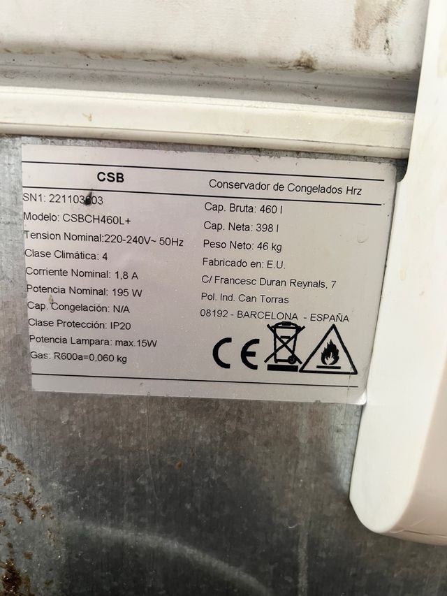 Congelador Horizontal CSB
Cap. Bruta 460L.