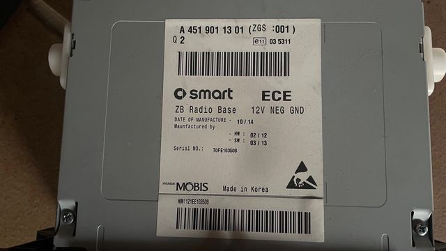 Radio Smart Fortwo 451 MHD Original