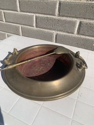 Braciere antico in rame con paletta