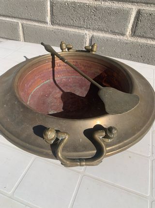 Braciere antico in rame con paletta