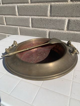 Braciere antico in rame con paletta