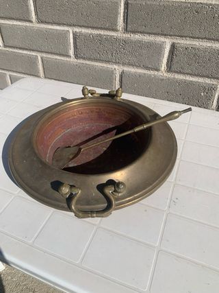 Braciere antico in rame con paletta