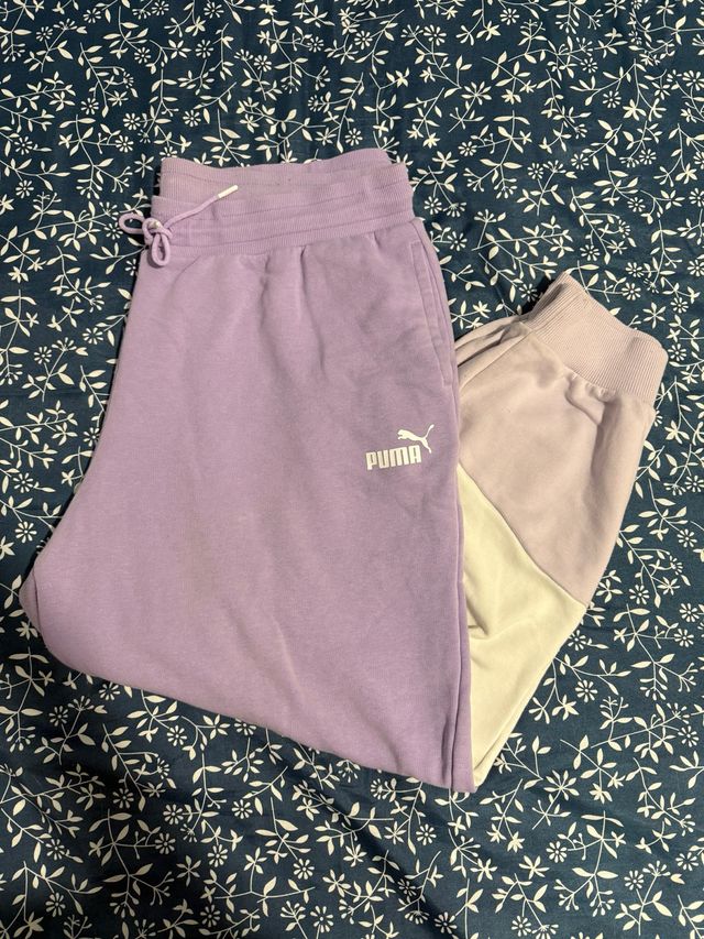 Pantalones Puma Morado y Beige