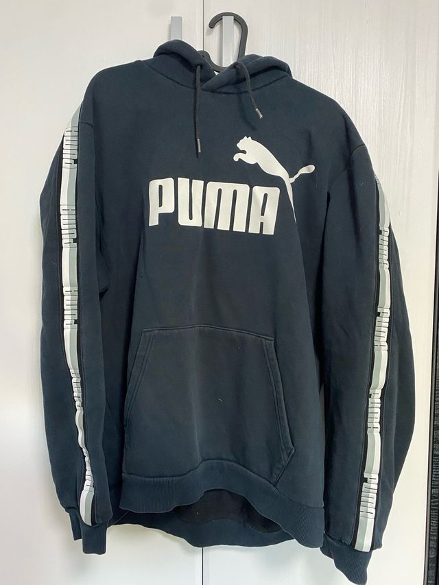 Sudadera Puma Negra con Rayas Grises