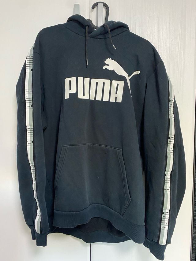 Sudadera Puma Negra con Rayas Grises