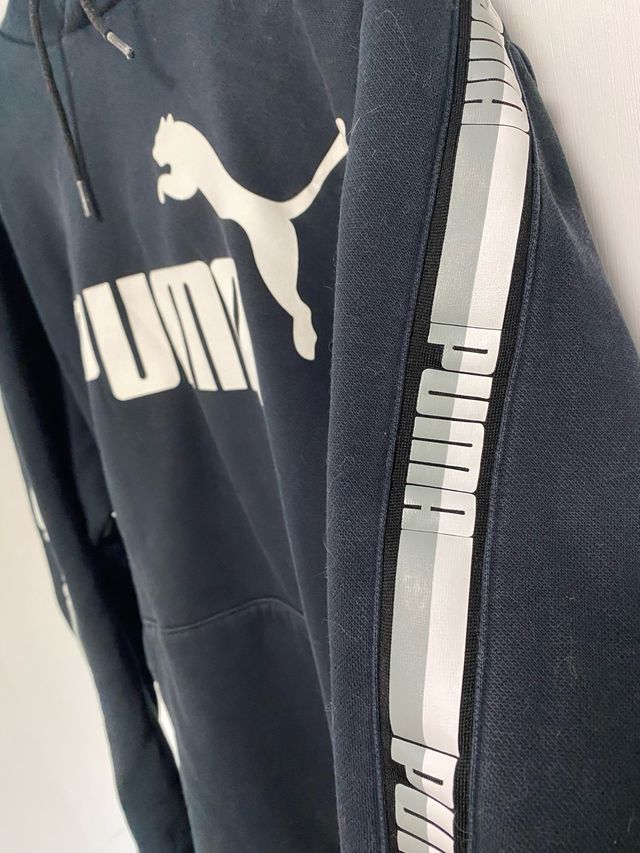 Sudadera Puma Negra con Rayas Grises
