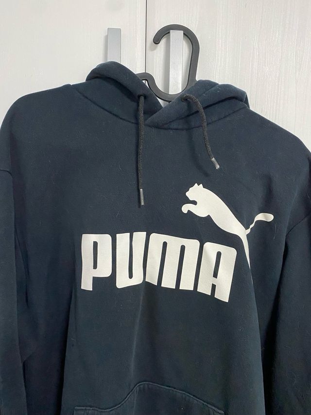 Sudadera Puma Negra con Rayas Grises