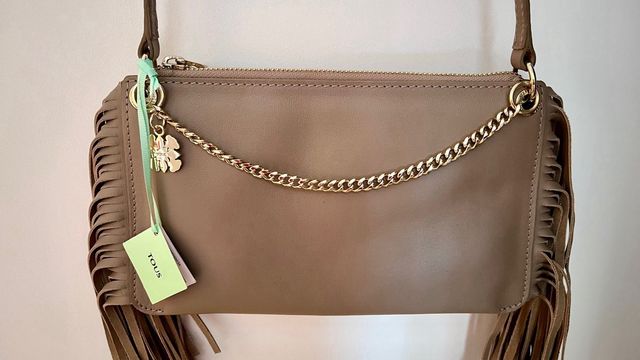 Bolso Tous Flecos Cadena Dorado  Nuevo