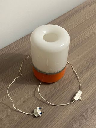 Lampada Space Age Arancione Bianca Vetro Plastica