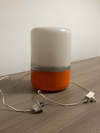 Lampada Space Age Arancione Bianca Vetro Plastica