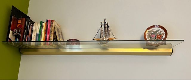 2 Estanterías Cristal y Metal Dorado