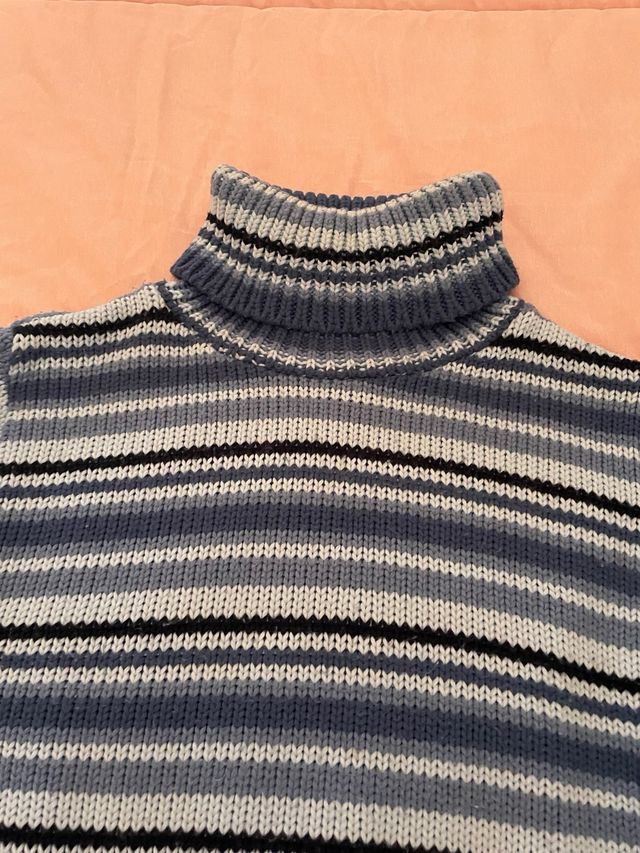 Jersey de punto invierno cuello alto rayas