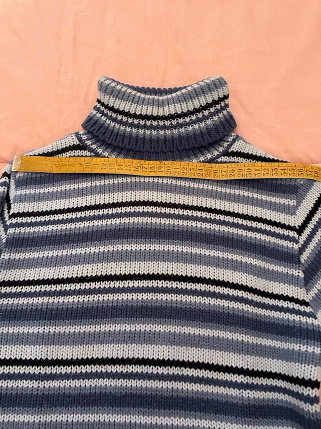 Jersey de punto invierno cuello alto rayas