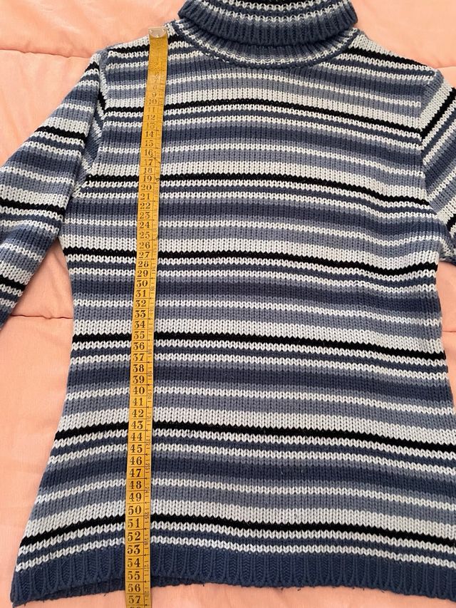 Jersey de punto invierno cuello alto rayas