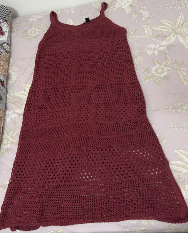 Vestido largo de punto rojo