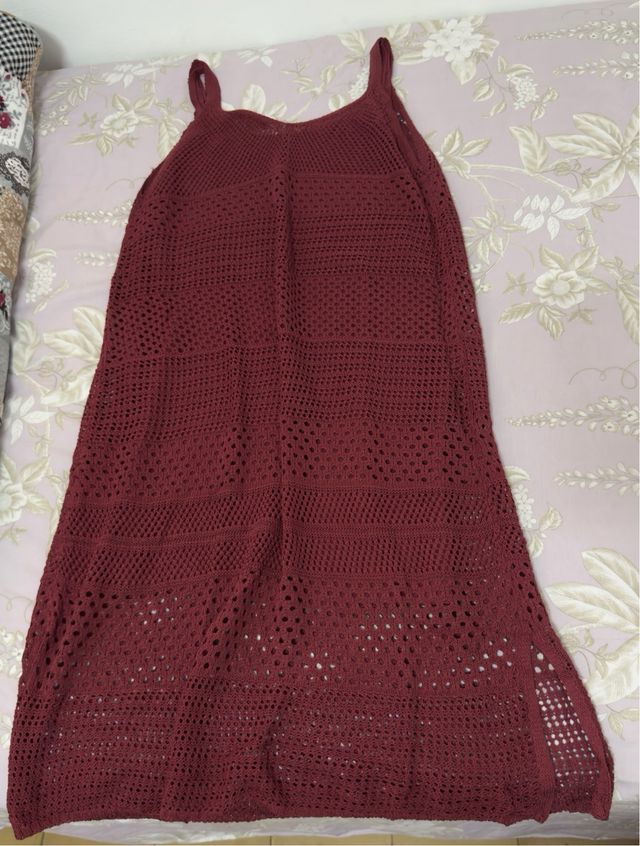 Vestido largo de punto rojo