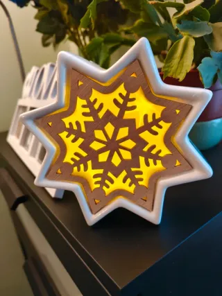 Decorazione Stella LED Ceramica Legno