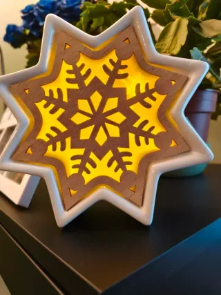 Decorazione Stella LED Ceramica Legno