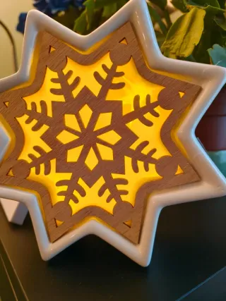 Decorazione Stella LED Ceramica Legno