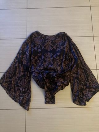 Camicia in seta nera e viola