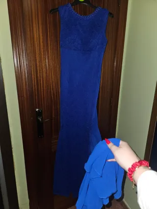 Vestido azul de fiesta cola de sirena