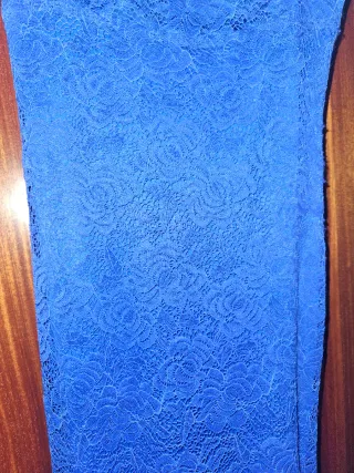 Vestido azul de fiesta cola de sirena