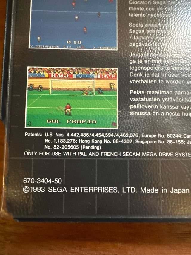 Videojuego Ultimate Soccer Sega Mega Drive 1