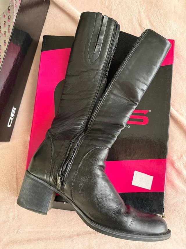 Stivali Alti Vera Pelle Neri